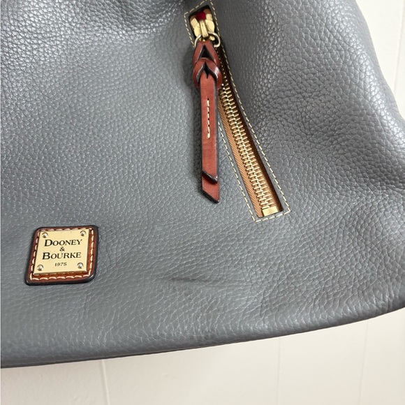 Dooney And Bourke Cooper Hobo Leather Shoulder bag grey brown - Picture 2 of 11